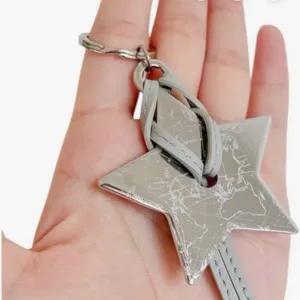 Christian Dior New Silver Star Keychain Bag Charm w/ Logo Gray Leather Tassel thumbnail 3