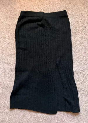Aerie Black Midi Skirt Ribbed thumbnail 1