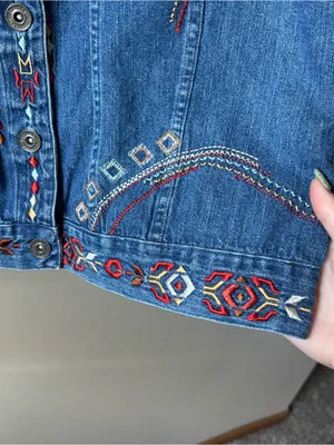 Christopher & Banks 2006 Embroidered Denim Sleeveless Button-Front Vest thumbnail 2