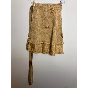 Darn Good Yarn Sari Silk Wrap Skirt Womens 4-12 Gold NWT Reversible Mini Boho thumbnail 6