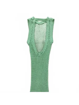 Beach Riot Holly Maxi Dress Cover Up Crochet Open Knit Sleeveless Patina Green M thumbnail 8