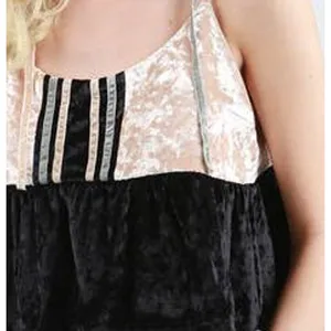Black Velvet Babydoll Crop Top MEDIUM Ruffle Camisole Dark Romance Going Out NEW thumbnail 3