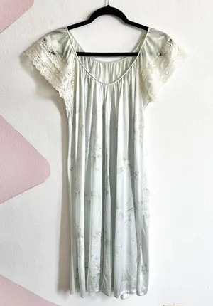 Vintage 1990s Nightgown Slip Dress‎ Small Fairy Romantic Lace Floral thumbnail 1