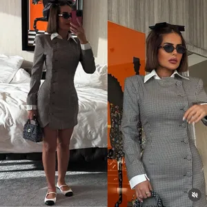 House of CB LEONI Brown Puppytooth Check Bodycon Mini Dress NWOT‎ Size XL thumbnail 2