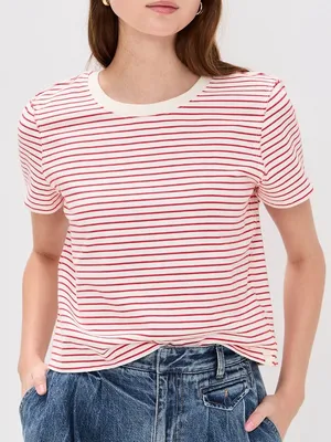 Free People We the Free Red and White Striped Everyday Tee thumbnail 1