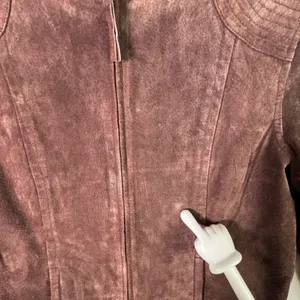 Ruff Hewn Brown Suede Leather‎ Jacket Womens S Moto Zip Western Boho Festival thumbnail 8
