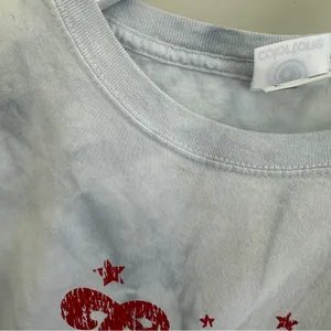 Colortone Georgia Grey and White Tie-Dye Crop Top Short Sleeve Tee Shirt Size L thumbnail 7