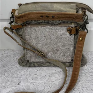 Myra bag leather and fur Crossbody Shoulder Bag purse thumbnail 2