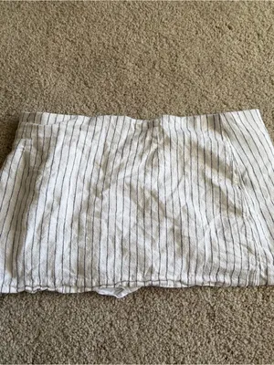 Abercrombie And Fitch White Black Stripped Linen Blend Mini Skort Skirt Large 32 thumbnail 7