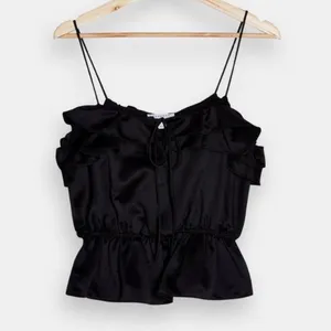 Topshop‎ Ruffle Detail Black Cami Blouse Size 6 thumbnail 4