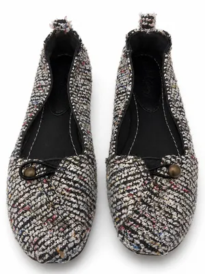 Faded Glory Tweed Ballet Flats in Neutral Multi thumbnail 1