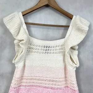 Scoop Womens‎ Sweater Tank Size Small Open Knit Ruffle Bohemian Feminine Cottage thumbnail 6