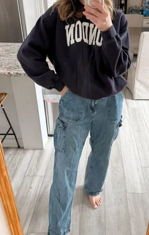 Aeropostale 90s Baggy Cargo Jeans Light Wash Wide Leg Utility Denim XL thumbnail 1