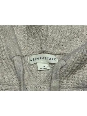 Aeropostale Women's XS Cropped Hoodie Sweater Beige Knit thumbnail 3
