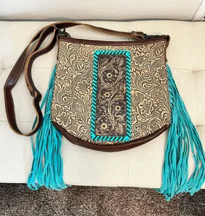 Myra Bags Leather Tooled Crossbody Purse thumbnail 1