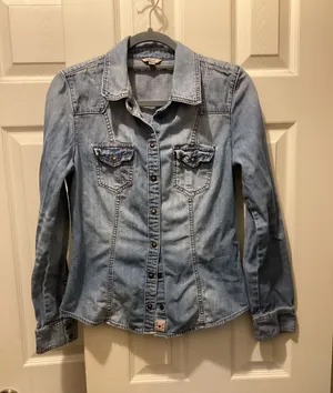 Guess Denim Blue Jacket with Tan Label thumbnail 1