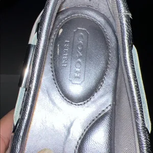Coach Richelle boat shoes in a metallic silver glitter finish size 8B, new years thumbnail 6