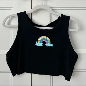 Pacsun cropped rainbow graphic tank top, size M thumbnail 1