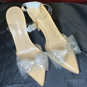 ✨ NIB / NWT ShoeDazzle Celestina Size 8.5 Clear Bow Crystal Sandals Heels $60.00 ✨ thumbnail 12