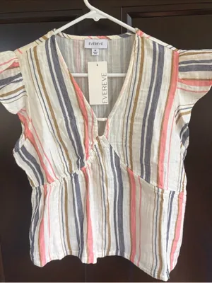 NWT EVEREVE Calla Gauze Flutter Sleeve Top Size XL thumbnail 1