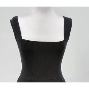 Reformation Cassi Knit Dress Small Black Ribbed Sleeveless Midi Slit Fitted Rib thumbnail 2