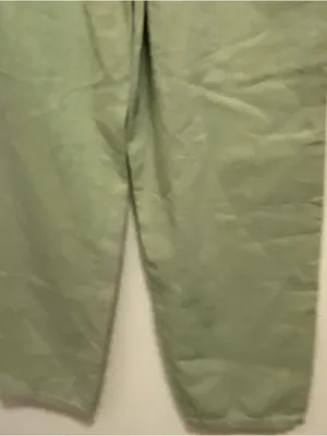 Zara Womens Pants S Small Olive Sage Green Paperbag Waist Light Denim Casual thumbnail 6