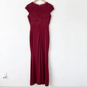 REPHYLLIS Maroon Retro Floral Lace Vintage Wedding Maxi Formal Long Dress thumbnail 12
