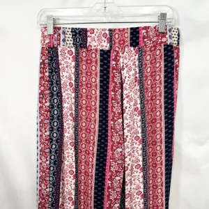 New Directions Small Capri Pants Patchwork Red Floral Striped Wide Palazzo 852 thumbnail 7
