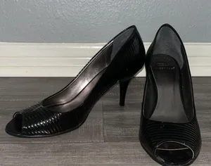 Westies Black Slip On Peep Toe Business Casual Heels Size 8 thumbnail 2
