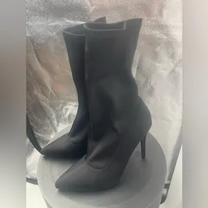Stiletto Heel Pointed‎ Toe Sock Boots Stretch Knit Ankle Booties Black thumbnail 3