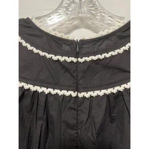 VICI Black Cotton Smocked Waist Crochet Trim Tiered Midi Dress XL RN131468 thumbnail 4