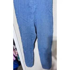 Blashe Denim Jumper Stretch Jumpsuit Blue V-Neck Back Zip Womens Large thumbnail 3
