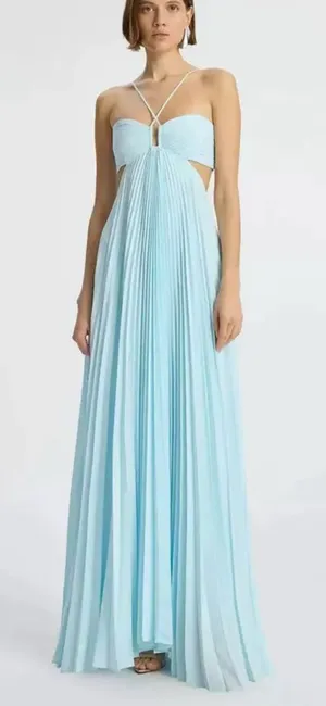ALC Frank Moira Satin Pleated Maxi Dress 2 thumbnail 1