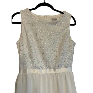 Amazon Bbonlinedress White Sequin Sleeveless Dress Baptism Bride Bridal Mini Womens S thumbnail 2