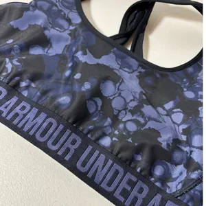 Under Armour Women Size M Crossback Mid Sports Bra Compression Blue Camo NO PADS thumbnail 2