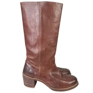 Vintage Frye Campus 14L Tall Boots Pebbled Leather Cognac Brown‎ Women's 9.5M thumbnail 3