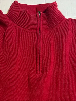 Ralph Lauren 100% cotton red 1/4 zip sweater small VTG Mock-neck knit classic thumbnail 8