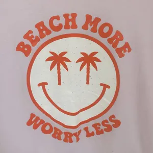 Tee Territory Beach More Worry Less Short Sleeve Tee in Light Pink & Orange thumbnail 4