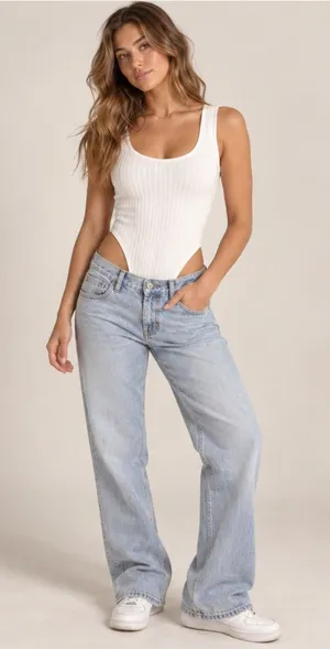 Capella White Knit Bodysuit Size Large NWT thumbnail 1