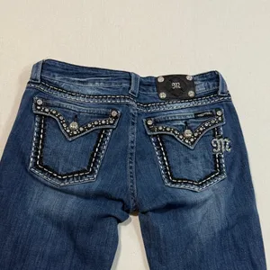 Miss Me Indigo Boot Cut Jeans with Studded Accents thumbnail 3