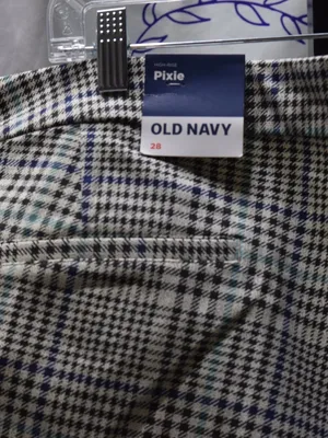 NWT Old Navy High Rise Pixie Slacks, Houndstooth Print, Size 28 thumbnail 7