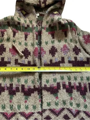 J.Jill Lenox hooded cardigan sweater geometric fair isle relaxed front pockets thumbnail 6