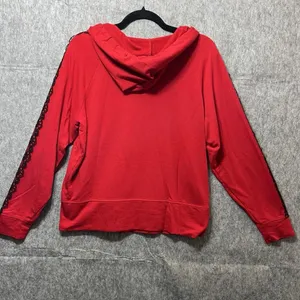 Soho‎ Street New York Company Hoodie Womens Medium Red Full Zip Lace Accent thumbnail 5
