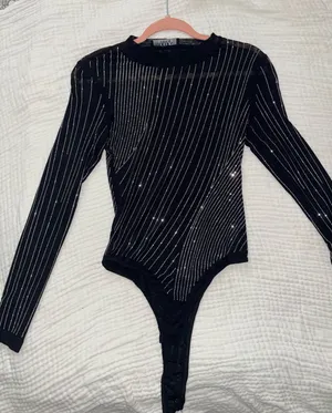 Akira Long Sleeve Mesh Gem Bodysuit thumbnail 1