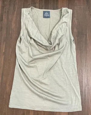 Avoca Merino Wool Cowl Neck Tank Top Sage Green New Zealand Made Small Tank thumbnail 1