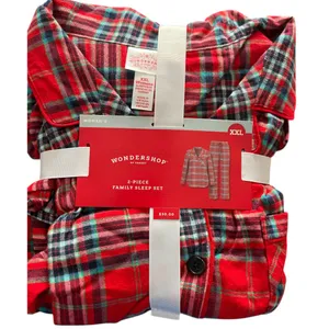 WonderShop Women's XXL Two Piece‎ Set Cotton Red Plaid Flannel Christmas Pajamas thumbnail 1