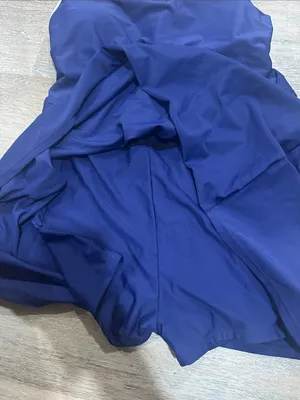 Navy Blue Swim Dress with White Trim thumbnail 2