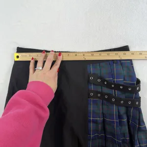 Punk L Large Pleated Plaid Mini Skirt Dark‎ Academia Twee Preppy School Girl thumbnail 9