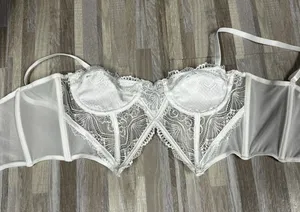 TIC TOC Strappy Longline Bustier Womens M White Mesh Lace thumbnail 1