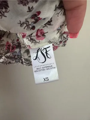 LoveShackFancy Cream Floral Blouse with Pink & Purple Blooms thumbnail 4